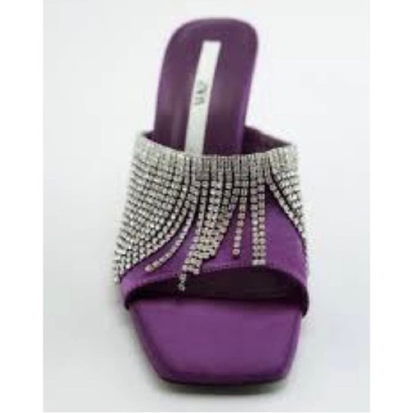 NWT. Zara Purple Sparkly Heeled Sandals with Rhinestone Fringe. Size 6,5. - Picture 2 of 8